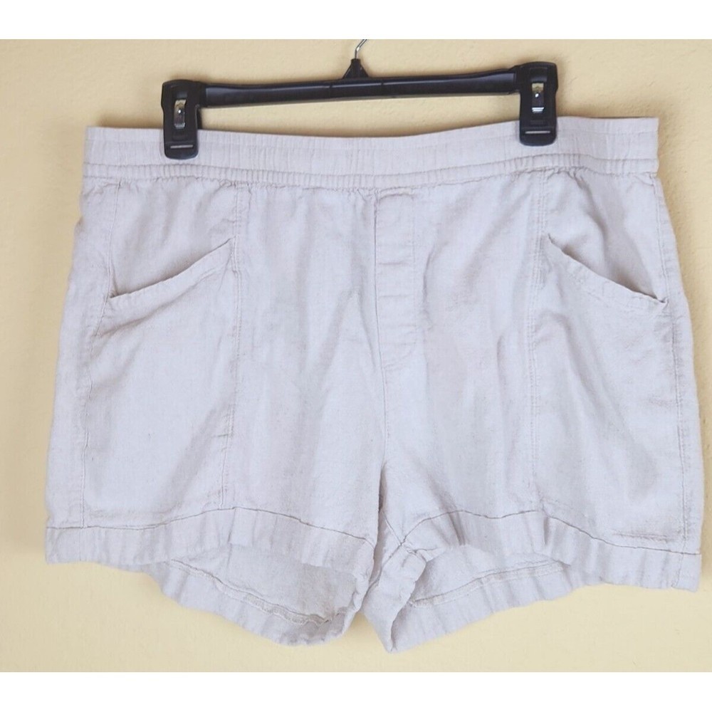 Old Navy Shorts Womens Large Linen Pockets High Waisted Pullon Elastic Waist